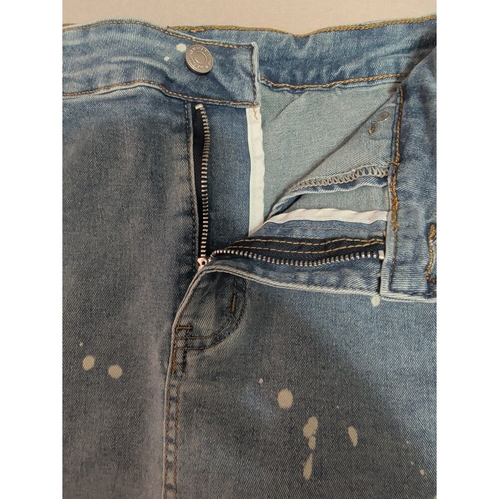 Womens XL Blue Denim Distressed Skort Frayed Mini Jean Skirt Shorts XL Y2K - Picture 8 of 12